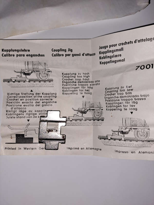 Marklin 7001 Coupling Gauge Tool, Checks & Helps Adjust Metal Relex Coupler cars