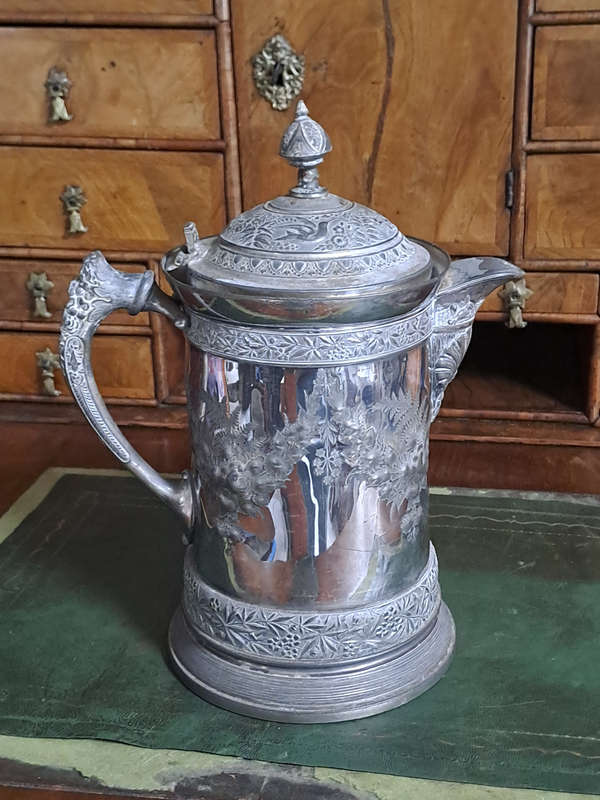 Meridian silver company massive decorated Victorian insulated water pitcher silver plate