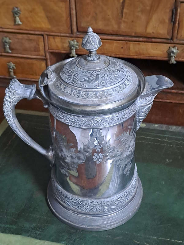Meridian silver company massive decorated Victorian insulated water pitcher silver plate