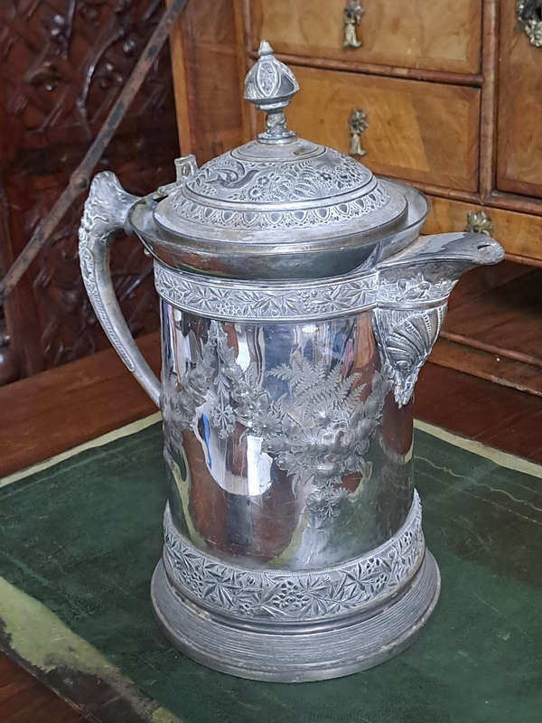 Meridian silver company massive decorated Victorian insulated water pitcher silver plate