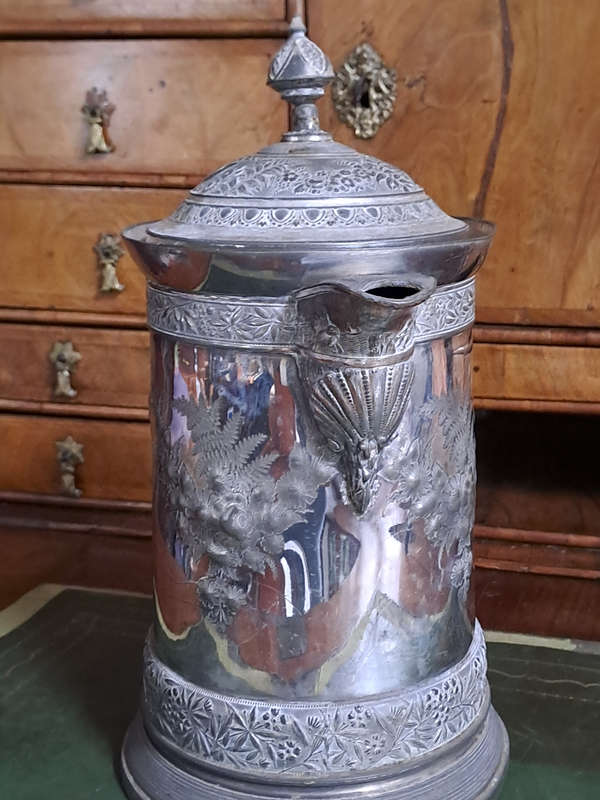 Meridian silver company massive decorated Victorian insulated water pitcher silver plate