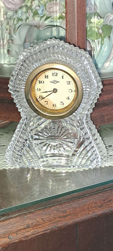 VintageKeinzle German crystal desk clock working no damage