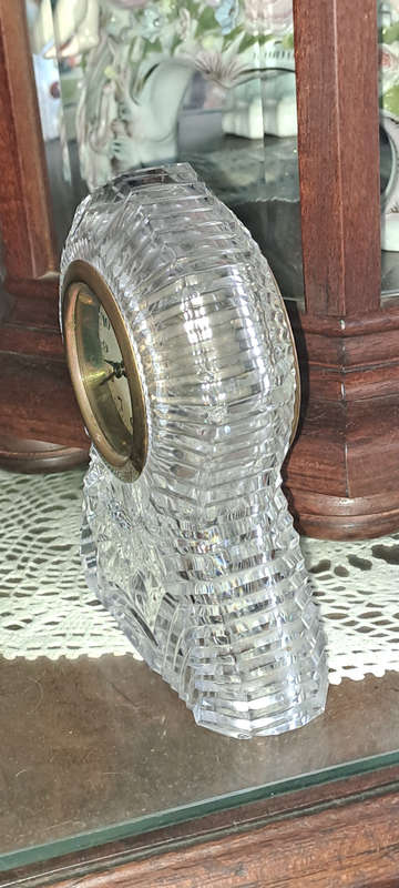 VintageKeinzle German crystal desk clock working no damage