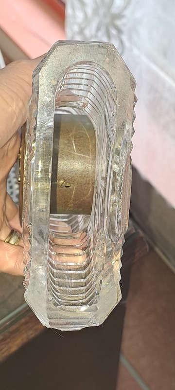 VintageKeinzle German crystal desk clock working no damage