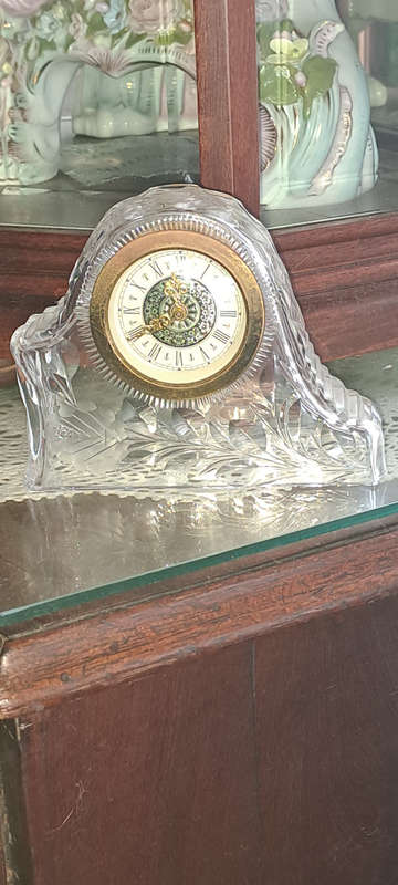 Vintage German rose cut crystal desk clock