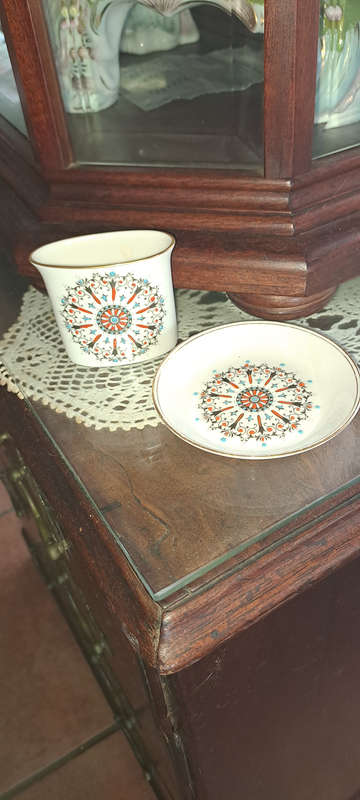 Royal Worcester Bone China England Cigarette Holder and Ashtray Set or tea bag and toothpic holder