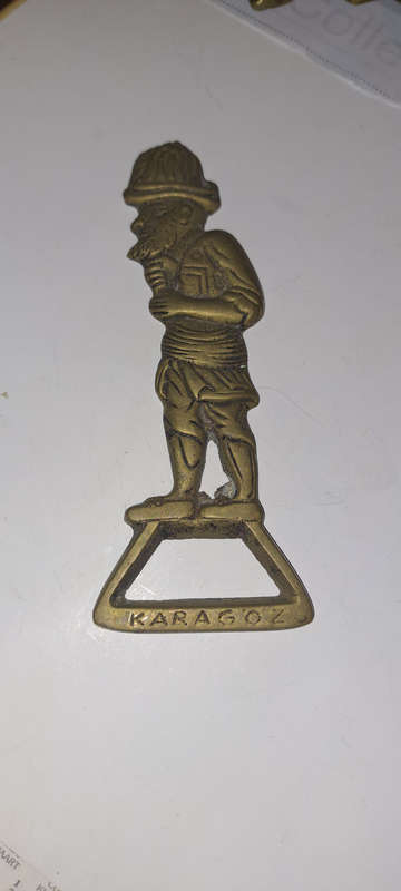 Vintage Turkish Karagoz brass bottle opener