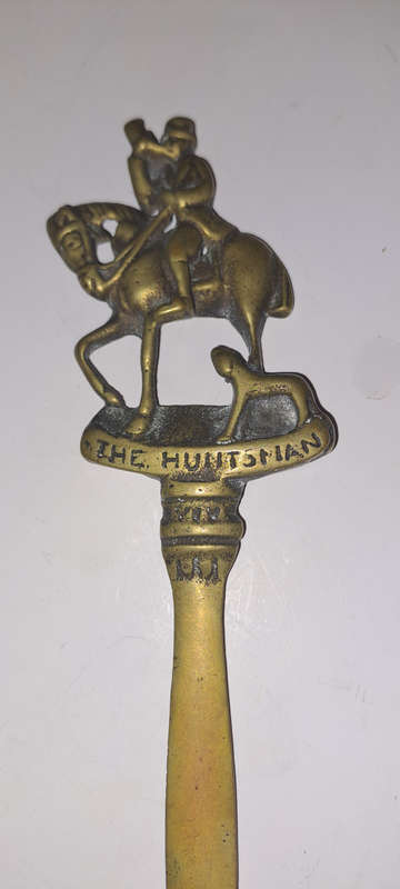 Old The Huntsman brass letter opener
