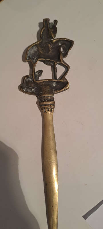 Old The Huntsman brass letter opener