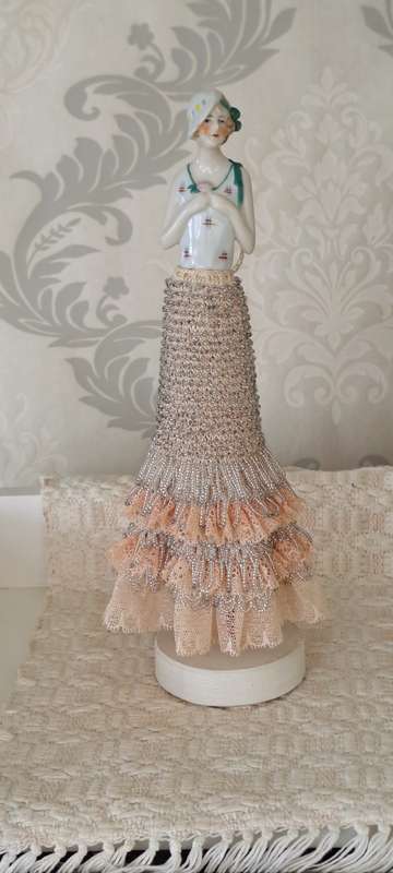Stunning Tall hand beaded and 1/2body porcelain figurine ONE OF A KIND