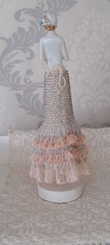 Stunning Tall hand beaded and 1/2body porcelain figurine ONE OF A KIND