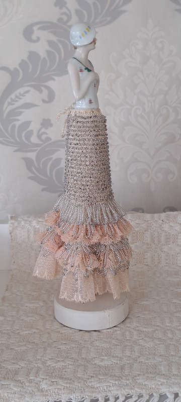 Stunning Tall hand beaded and 1/2body porcelain figurine ONE OF A KIND