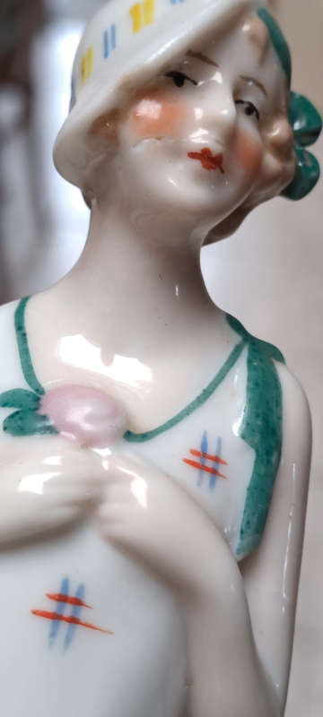 Stunning Tall hand beaded and 1/2body porcelain figurine ONE OF A KIND