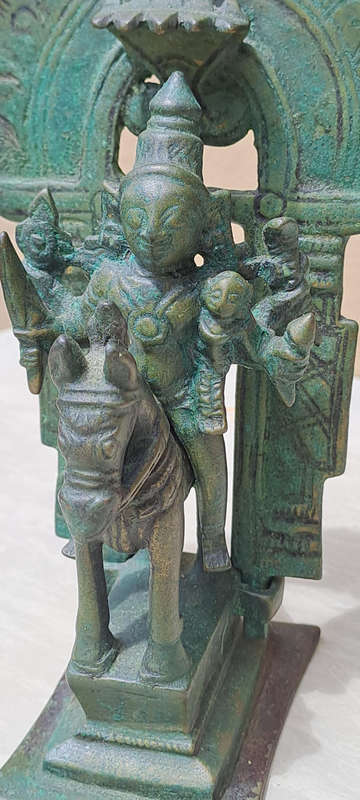 Antique Indian Bronze Khandoba and Mhalsa on Horse pre 1900