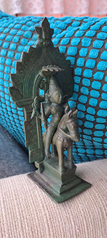 Antique Indian Bronze Khandoba and Mhalsa on Horse pre 1900