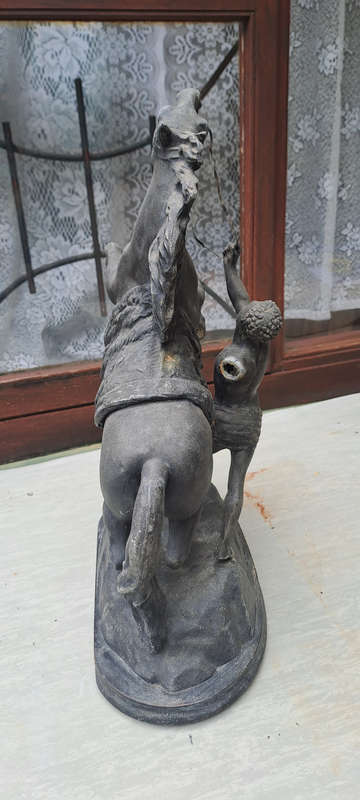 Spelter Marley horse on wood base