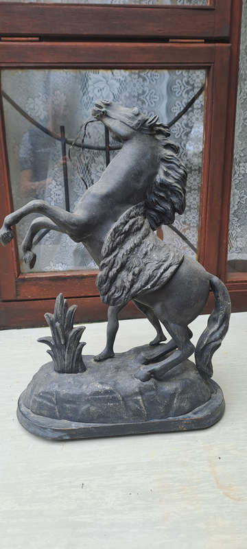 Spelter Marley horse on wood base