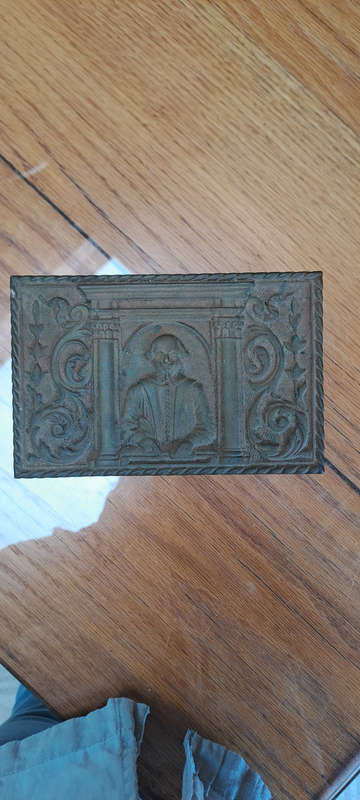 very rear Belgium Antique early 1900 Shakespeare brass casket