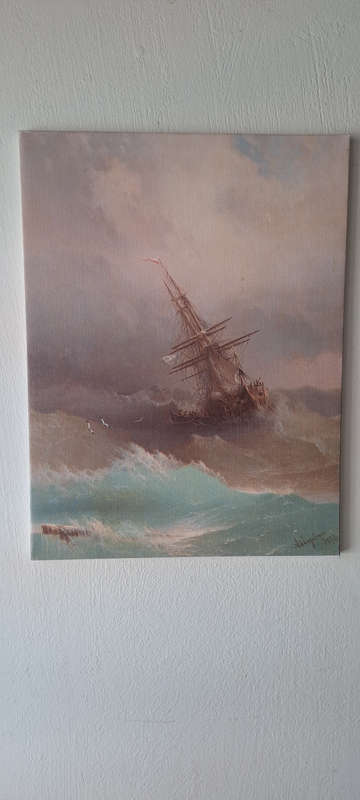 canvas print copy of 1882 artist stormy seas