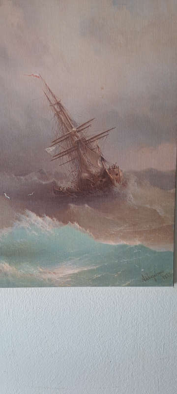 canvas print copy of 1882 artist stormy seas