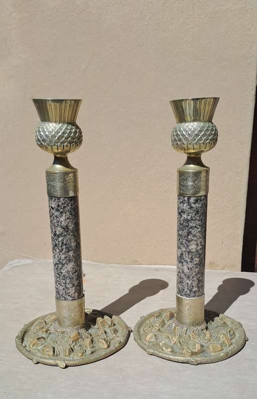 Stunning unusual but beautiful   Marble and silver tone candle sticks known  J. Hardy & Co Aberdeen
