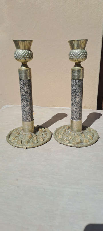 Stunning unusual but beautiful   Marble and silver tone candle sticks known  J. Hardy & Co Aberdeen
