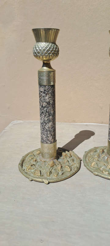 Stunning unusual but beautiful   Marble and silver tone candle sticks known  J. Hardy & Co Aberdeen