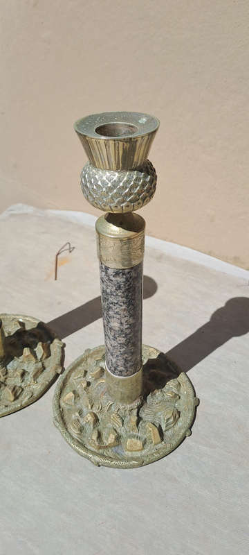 Stunning unusual but beautiful   Marble and silver tone candle sticks known  J. Hardy & Co Aberdeen