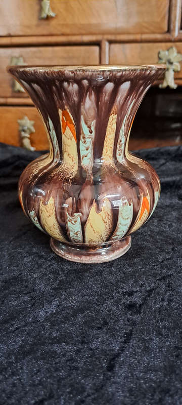 West German Jasba Keramik Pottery drip glaze bubble vase stunning