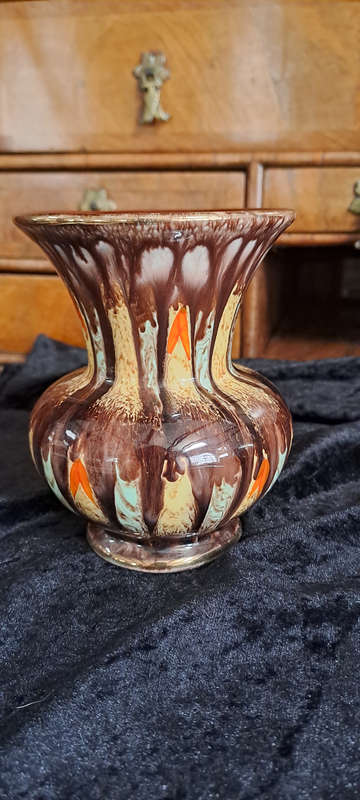 West German Jasba Keramik Pottery drip glaze bubble vase stunning