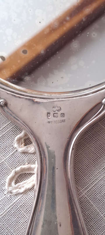 Large Antique Art Nouveau silver hallmarked hand mirror