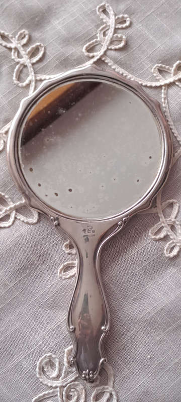 Large Antique Art Nouveau silver hallmarked hand mirror