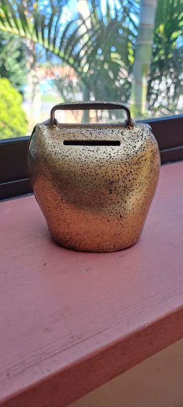 Unusual....Swiss cow Bell MONEY BOX