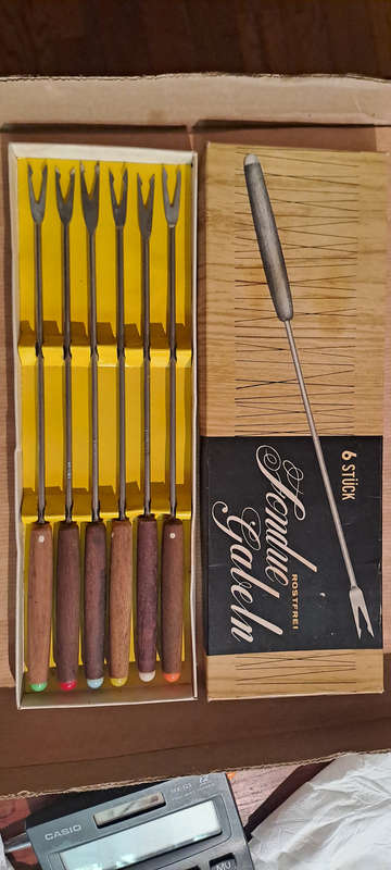 art deco rust free German fondue forks new