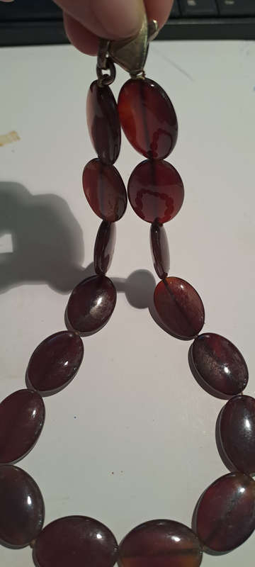 genuine vintage GLASS NECKLACE 45 CM LONG browny/reddish color