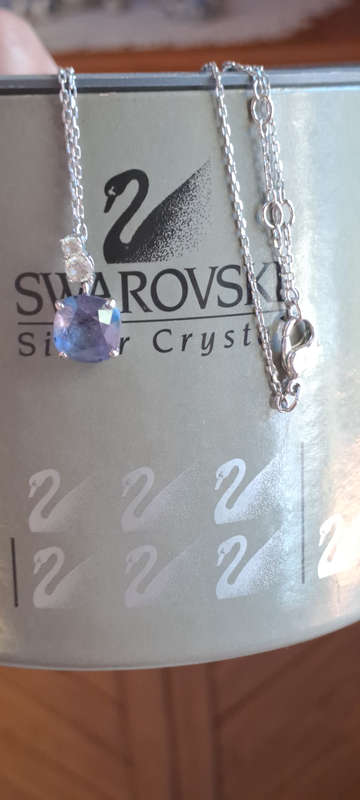 Genuine stamped Swarovski rhodium plated necklace and pendant