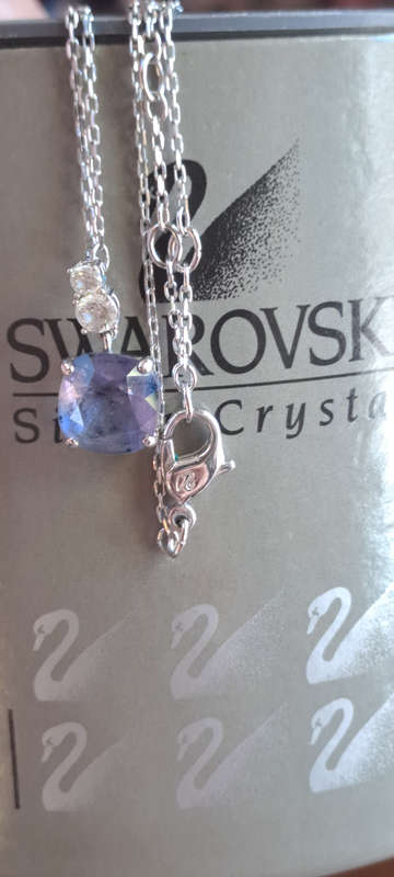 Genuine stamped Swarovski rhodium plated necklace and pendant