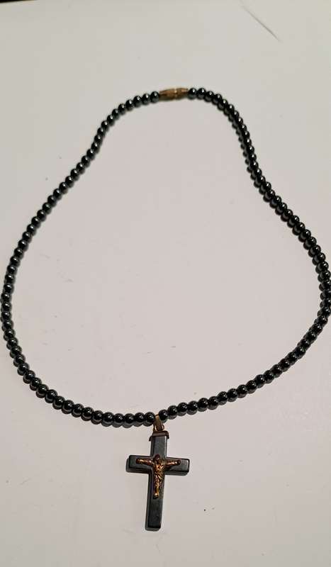 Beautiful Hematite cross pendant necklace