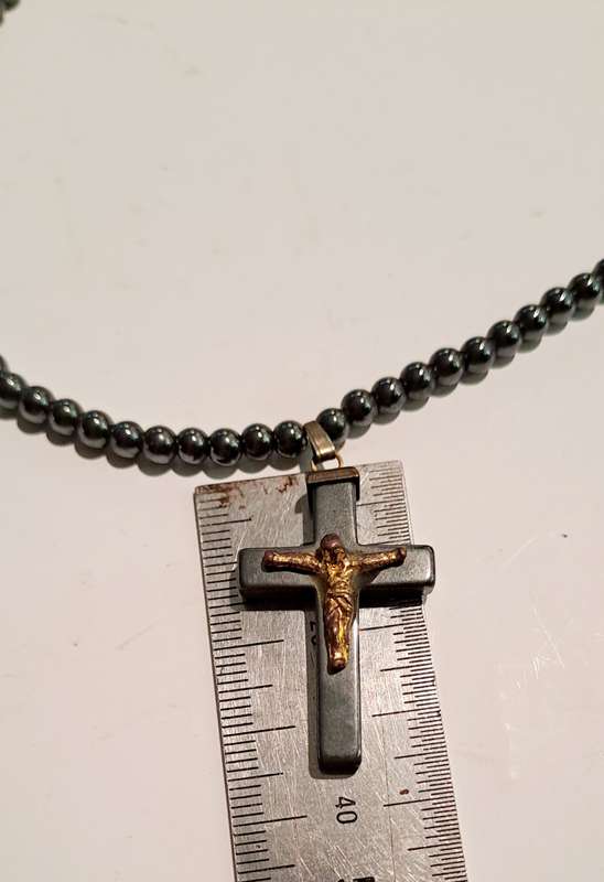 Beautiful Hematite cross pendant necklace