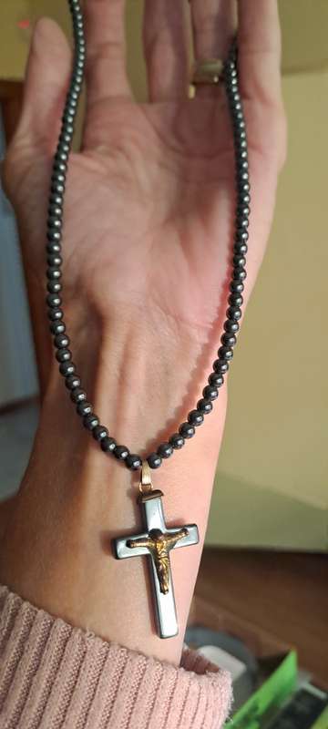 Beautiful Hematite cross pendant necklace