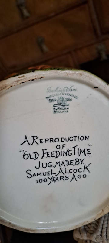 Burleigh Ware Art Deco Old Feeding Time Water Jug Made In England 1940s