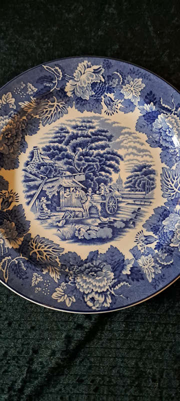 Woods Ware  Enoch woods English scenery blue and white plate stunning