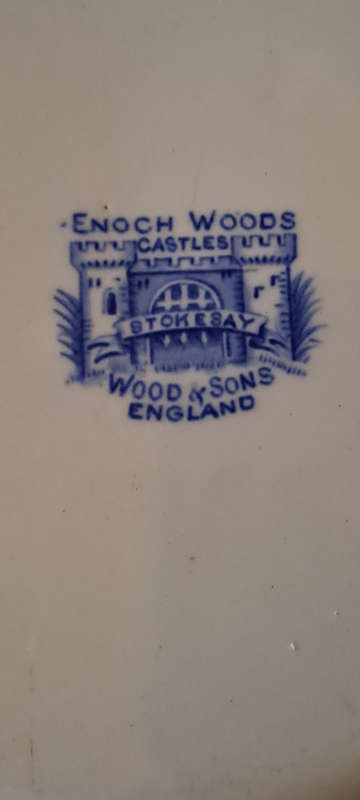 Enoch Woods & Sons Castles  English scenery blue and white porcelain plate