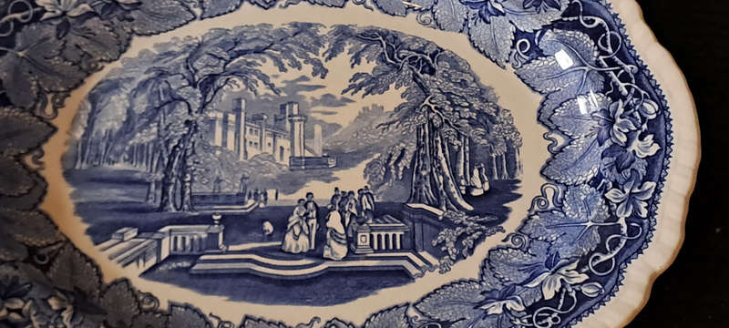 Masons Vista Blue large oval serving platter blue and white STUNNING