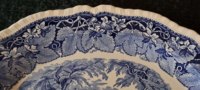 Masons Vista Blue large oval serving platter blue and white STUNNING