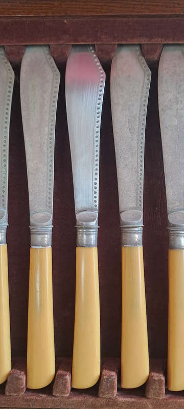 Lovely EPNS fish knives and forks in original oak box