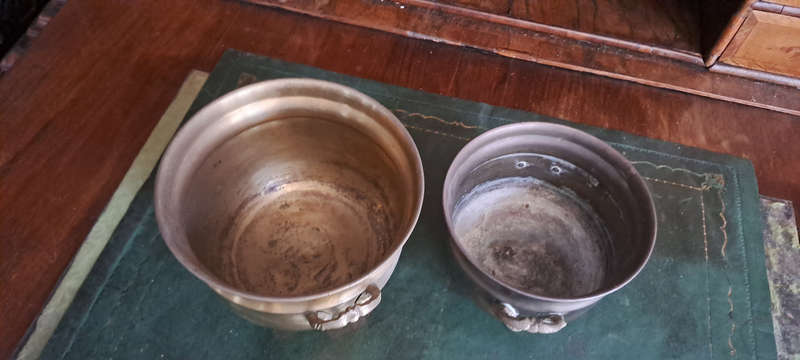 Pair of brass vintage pot plant holders