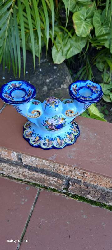 stunning Portuguese decorative 2 x candle holder Vestal Alcubaca
