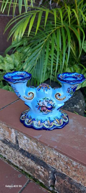 stunning Portuguese decorative 2 x candle holder Vestal Alcubaca