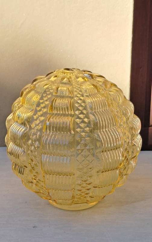 Vintage art deco Amber glass light globe large